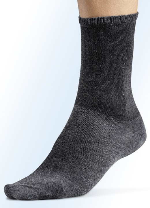 Unterwäsche - Sechserpack Socken, uni, in Größe 001 (Schuhgröße 39-42) bis 002 (Schuhgröße 43-46), in Farbe 2X ANTHRAZIT MELIERT, 2X SCHWARZ, 2X MARINE Ansicht 1