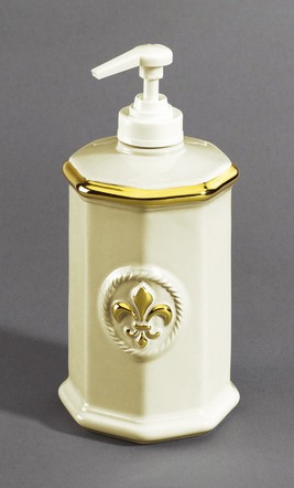 Accessoires - Handbemalte Badezimmeraccessoires aus glasierter Keramik, in Farbe CREME-GOLD, in Ausführung Seifenschale – Farbe CREME-GOLD – Ansicht 