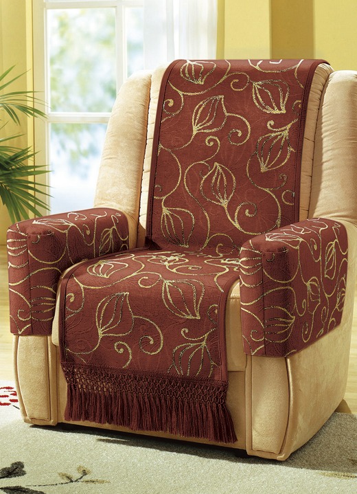 Sessel- & Sofaüberwürfe - Schoner und Überwürfe verschiedene Ausführungen, in Größe 102 (Sesselschoner, 48x175 cm) bis 905 (2 Kissenbezüge, 40x40 cm), in Farbe TERRA Ansicht 1