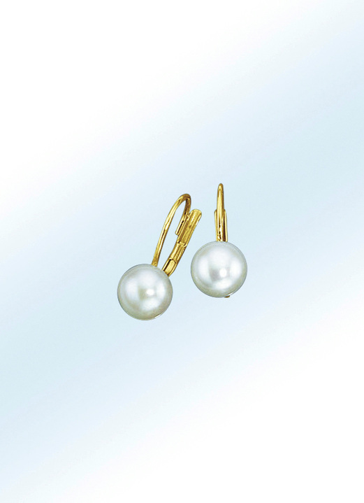 mit Perlen - Ohrringe mit Süßwasser-Zuchtperlen, in Farbe , in Ausführung Perlen-Ø 6,5 mm Ansicht 1