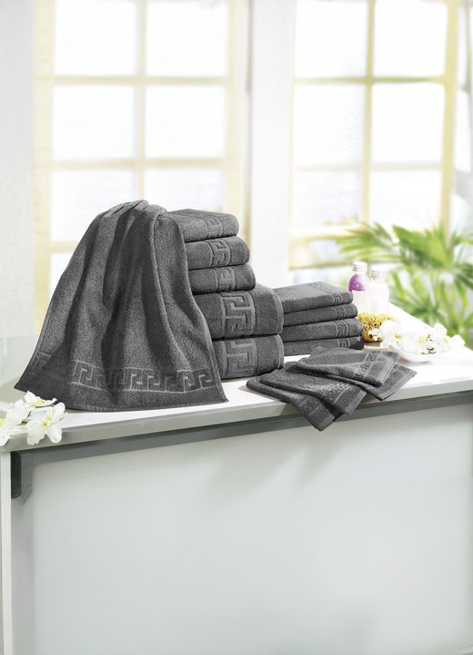 Handtücher - Frottierserie mit Mäander-Jacquard-Struktur, in Größe 200 (1 Handtuch, 50/ 90 cm) bis 208 (Sparset, 14-teilig), in Farbe TERRA Ansicht 7