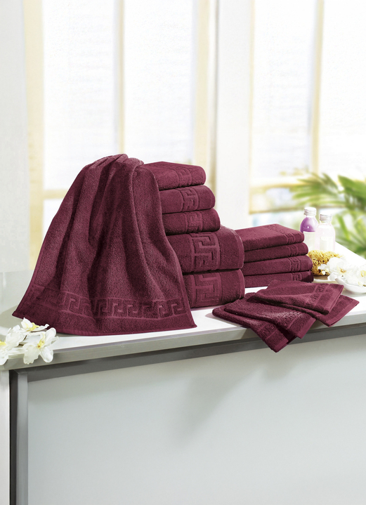 Handtücher - Frottierserie mit Mäander-Jacquard-Struktur, in Größe 200 (1 Handtuch, 50/ 90 cm) bis 208 (Sparset, 14-teilig), in Farbe TERRA Ansicht 4