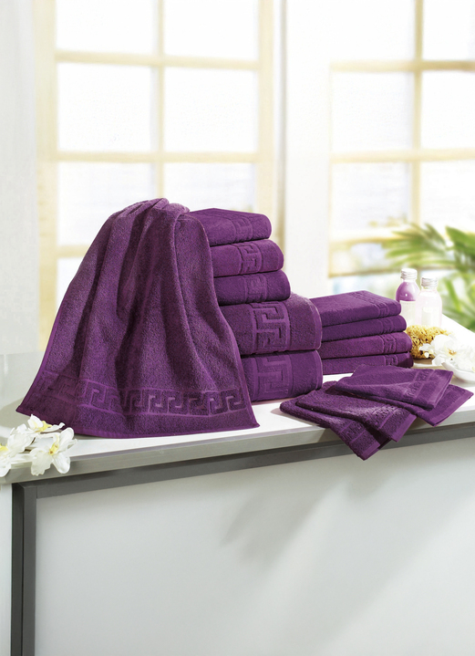 Handtücher - Frottierserie mit Mäander-Jacquard-Struktur, in Größe 200 (1 Handtuch, 50/ 90 cm) bis 208 (Sparset, 14-teilig), in Farbe TERRA Ansicht 6