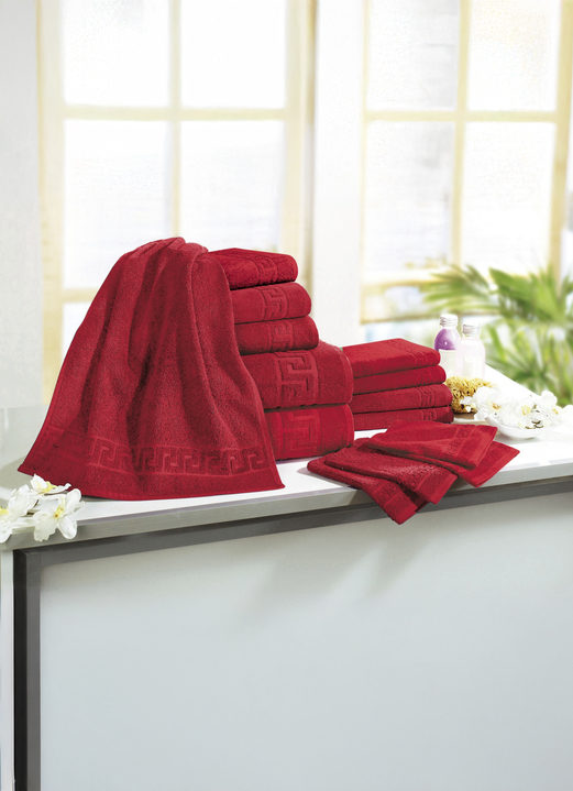 Handtücher - Frottierserie mit Mäander-Jacquard-Struktur, in Größe 200 (1 Handtuch, 50/ 90 cm) bis 208 (Sparset, 14-teilig), in Farbe TERRA Ansicht 5