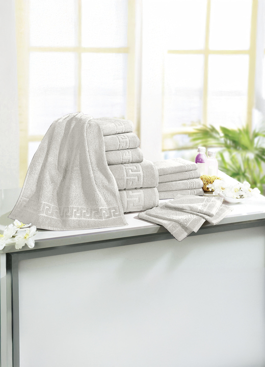 Handtücher - Frottierserie mit Mäander-Jacquard-Struktur, in Größe 200 (1 Handtuch, 50/ 90 cm) bis 208 (Sparset, 14-teilig), in Farbe TERRA Ansicht 9