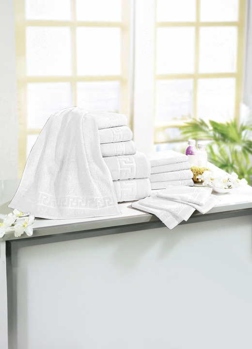 Handtücher - Frottierserie mit Mäander-Jacquard-Struktur, in Größe 200 (1 Handtuch, 50/ 90 cm) bis 208 (Sparset, 14-teilig), in Farbe TERRA Ansicht 10