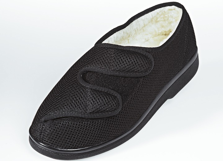 Hausschuhe - Wohlfühlschuh Gentle Walk mit Wollfutter, in Größe 036 bis 046, in Farbe SCHWARZ, in Ausführung Wohlfühl-Halbschuh Ansicht 1
