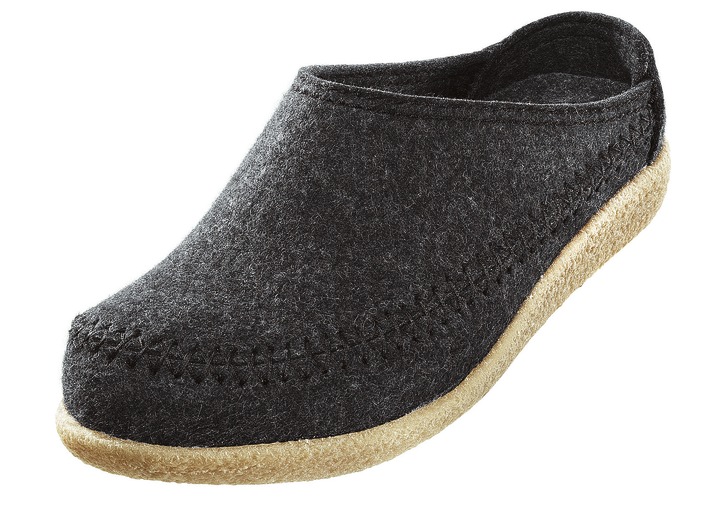 Hausschuhe - Haflinger Hausschuh aus Wollfilz Ansicht 2 Hausschuhe - Haflinger Hausschuh aus Wollfilz, in Größe 037 bis 046, in Farbe BLAU Ansicht 2