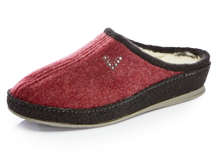 Hausschuhe - Atmungsaktive Damen-Hausschuhe, mit Schurwolle, in Größe 036 bis 043, in Farbe DUNKELBLAU-HELLGRAU Ansicht 3