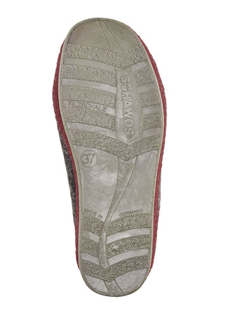 Hausschuhe - Atmungsaktive Damen-Hausschuhe, mit Schurwolle, in Größe 036 bis 043, in Farbe DUNKELBLAU-HELLGRAU – Farbe ANTHRAZIT-BORDEAUX – Ansicht 