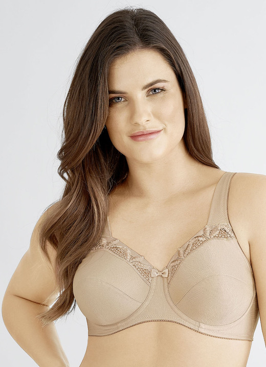 BHs - Felina Bügel-BH mit Stickereispitze, in Größe 070 bis 105, in Cup E, in Farbe SAND Ansicht 1