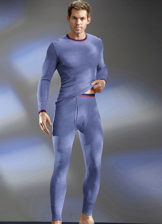 Unterwäsche - Permatherm Zweierpack Schlupfjacken, langarm, Winterwäsche, in Größe 004 bis 009, in Farbe 1X JEANSBLAU MELIERT, 1X ANTHRAZIT MELIERT Ansicht 2