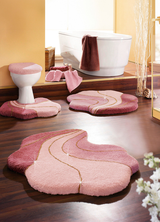 Badgarnituren - Barfußweiche Badgarnitur Gold-Glitzergarn, in Größe 101 (Duschvorleger, 50/80 cm) bis 109 (WC-Deckelbezug mit Kordel, 47/50 cm), in Farbe BLAU Ansicht 3