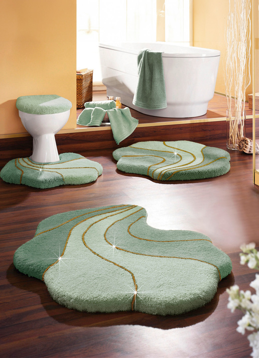 Heimtextilien - Barfußweiche Badgarnitur Gold-Glitzergarn, in Größe 101 (Duschvorleger, 50/80 cm) bis 109 (WC-Deckelbezug mit Kordel, 47/50 cm), in Farbe APRICOT Ansicht 6