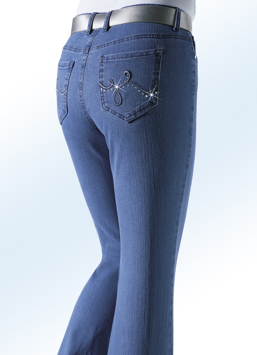 Jeans - Jeans verziert mit funkelnden Strasssteinen Ansicht 4 Jeans - Jeans verziert mit funkelnden Strasssteinen, in Größe 018 bis 088, in Farbe SCHWARZ Ansicht 4