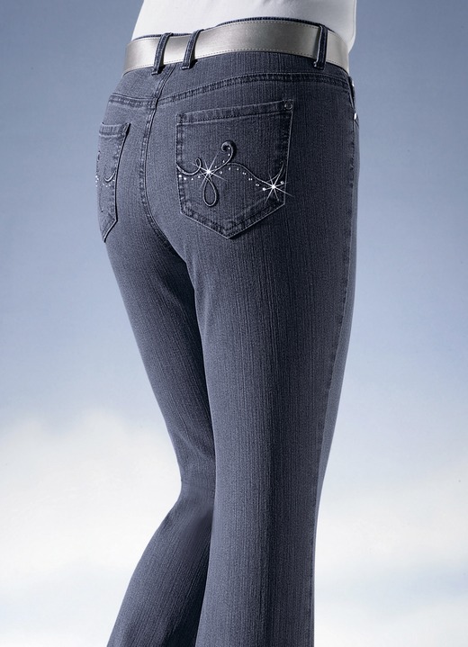 Jeans - Jeans verziert mit funkelnden Strasssteinen Ansicht 2 Jeans - Jeans verziert mit funkelnden Strasssteinen, in Größe 018 bis 088, in Farbe SCHWARZ Ansicht 2