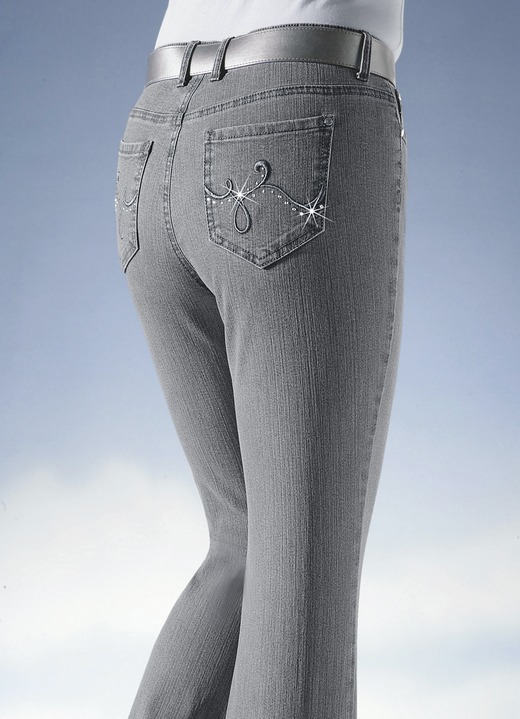 Jeans - Jeans verziert mit funkelnden Strasssteinen Ansicht 3 Jeans - Jeans verziert mit funkelnden Strasssteinen, in Größe 018 bis 088, in Farbe SCHWARZ Ansicht 3