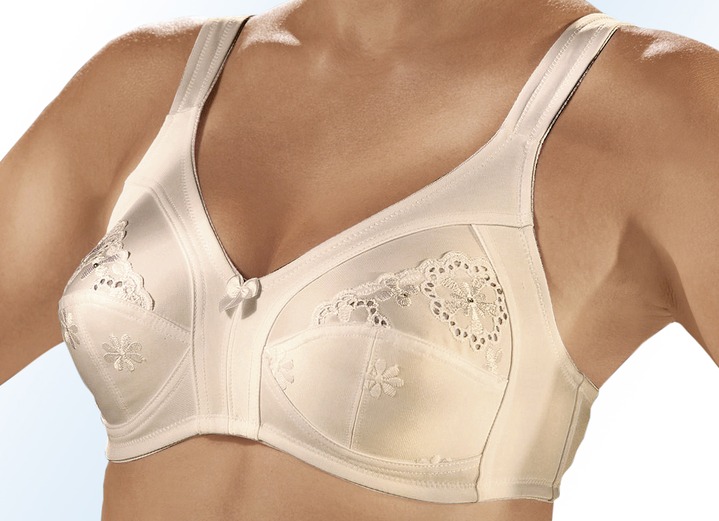 Soft-BH - Sassa Zweierpack BH mit Lochstickerei in den Obercups, in Größe 080 bis 120, in Cup B, in Farbe 1X PUDER, 1X WEISS Ansicht 2