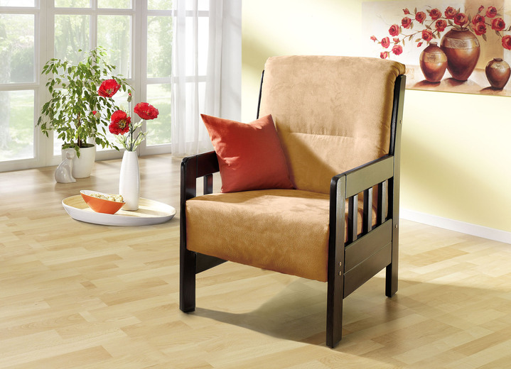 Polstermöbel - Sessel aus massiver Kiefer, in Farbe BEIGE, in Ausführung Sessel Ansicht 1