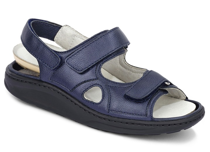 Komfortschuhe - Waldläufer, bequeme Damen-Sandalen, Weite H, mit herausnehmbarem Fußbett, in Größe 3 1/2 bis 8, in Farbe STAHLBLAU Ansicht 2