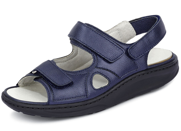 Komfortschuhe - Waldläufer, bequeme Damen-Sandalen, Weite H, mit herausnehmbarem Fußbett, in Größe 3 1/2 bis 8, in Farbe STAHLBLAU Ansicht 1