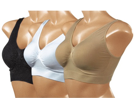 Aktiv- und Sportmode - Ahh Bra, 3er-Bustier-Set, in Größe 3XL bis XXL, in Farbe ROSA TUERKIS FLIEDER – Farbe WEISS BEIGE SCHWARZ – Ansicht 