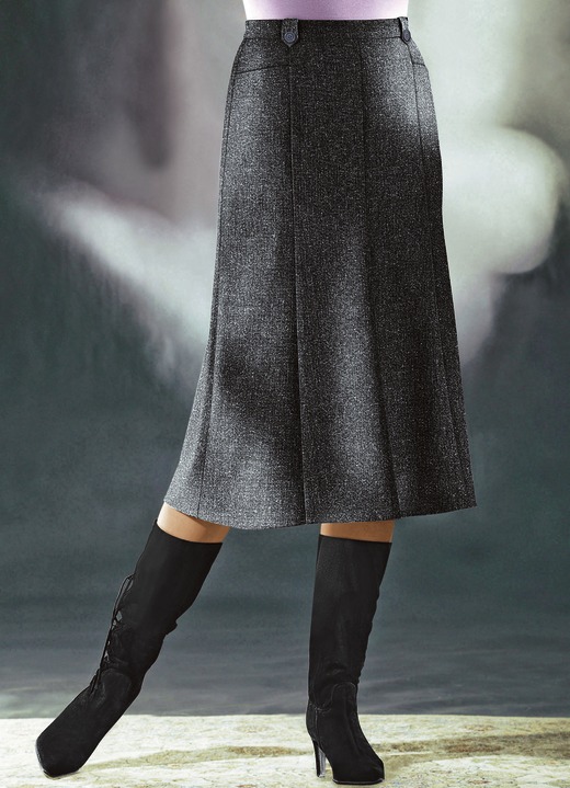 Röcke - Bahnenrock in Tweed mit Boucle-Effektgarn Röcke - Bahnenrock in Tweed mit Boucle-Effektgarn, in Größe 019 bis 058, in Farbe ANTHRAZIT MEL.