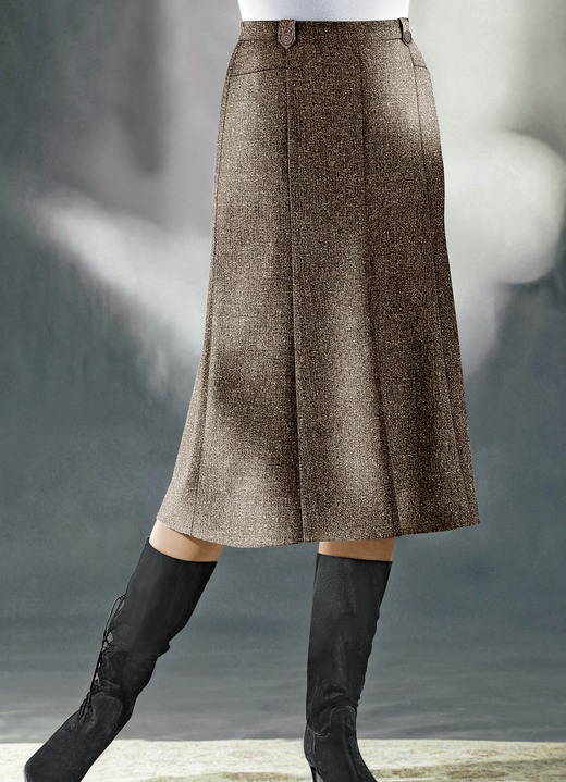 Röcke - Bahnenrock  in Tweed mit Boucle-Effektgarn Ansicht 3 Röcke - Bahnenrock  in Tweed mit Boucle-Effektgarn, in Größe 019 bis 058, in Farbe MOKKABRAUN MEL. Ansicht 3