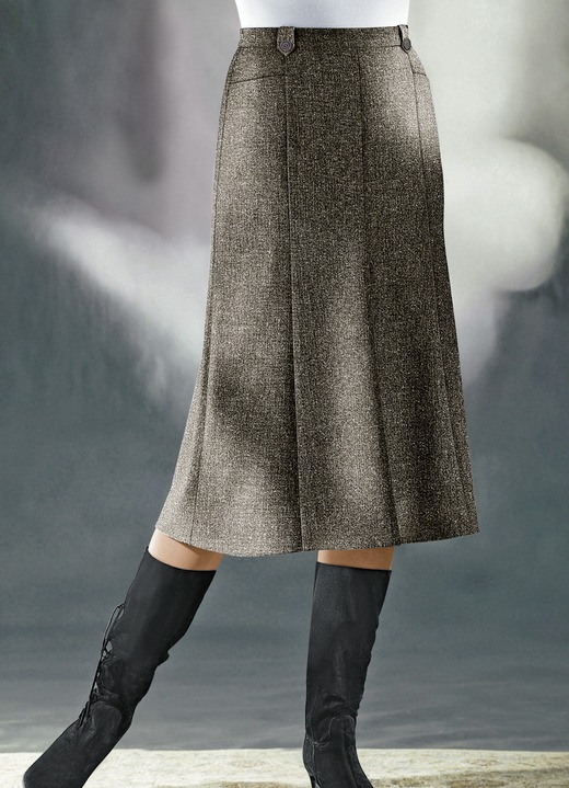 Röcke - Bahnenrock  in Tweed mit Boucle-Effektgarn, in Größe 019 bis 058, in Farbe MOKKABRAUN MEL. Ansicht 1
