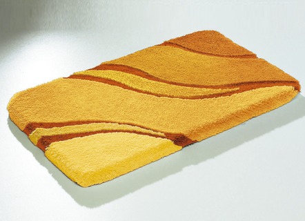 Badgarnituren - Moderne Badgarnitur von Kleine Wolke, in Größe 100 (Vorleger halbrund, 50/ 80 cm bis 112 (WC-Deckelbezug mit Kordel, 47/ 50 cm)), in Farbe BLAU – Farbe TERRA – Ansicht 