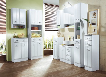 Badmöbel - Badmöbel-Programm mit pflegeleichter Oberfläche, in Farbe BUCHE-WEISS, in Ausführung Unterschrank, 2-türig