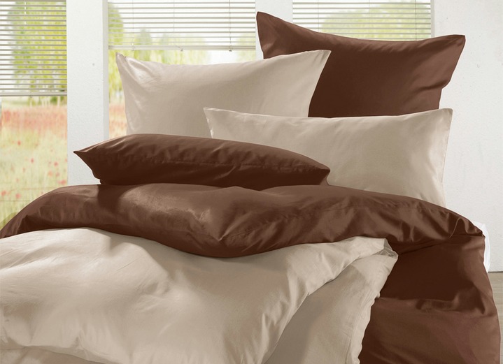 Bettwäschegarnituren - Satin Bettwäsche-Programm von Mesana, in Größe 110(40/80cm + 135/200 cm) bis 133 (Spannbetttuch, 90-100/200 cm), in Farbe CREME Ansicht 3