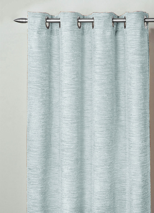Klassisch - Fensterdekoration aus schwerer Thermo-Chenille-Qualität, in Größe 364 (H150xB135 cm) bis 464 (H245xB270 cm), in Farbe HELLBLAU, in Ausführung mit Universalschienenband Ansicht 8