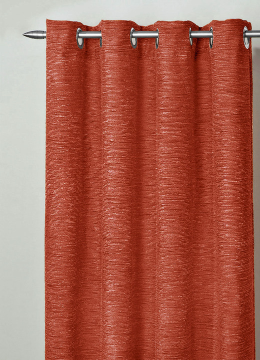 Klassisch - Fensterdekoration aus schwerer Thermo-Chenille-Qualität, in Größe 364 (H150xB135 cm) bis 464 (H245xB270 cm), in Farbe ROT, in Ausführung mit Universalschienenband Ansicht 7