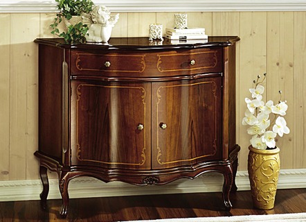 Sideboards & Kommoden - Kommode mit Intarsien-Arbeiten an den Fronten, in Farbe KIRSCHBAUM, in Ausführung Kommode, 1-türig – Farbe NUSSBAUM – Ansicht 