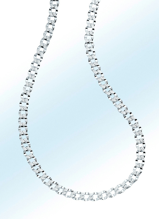 Halsketten & Armbänder - Massive Panzerketten-Garnitur mit Brillantstruktur, in Farbe , in Ausführung Armband, 19 cm
