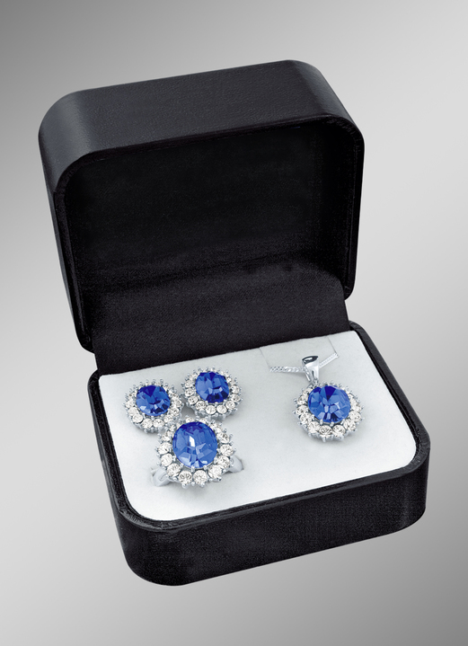 Damen-Modeschmuck - Schmuck-Set, 4-teilig mit Weißgoldauflage Ansicht 4 Damen-Modeschmuck - Schmuck-Set, 4-teilig mit Weißgoldauflage, in Größe L bis S, in Farbe AQUAMARINBLAU Ansicht 4