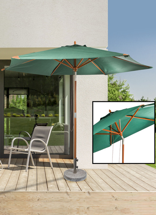 Sichtschutz und Sonnenschutz - Sonnenschirm aus Hartholz, in Farbe DUNKELGRÜN Ansicht 1