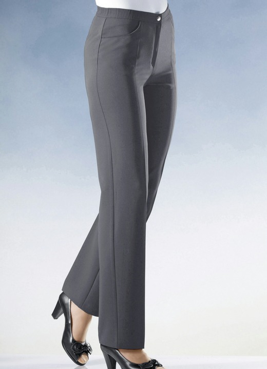 Hosen - Hose mit komfortablem Dehnbund Ansicht 2 Hosen - Hose mit komfortablem Dehnbund, in Größe 019 bis 058, in Farbe SCHWARZ Ansicht 2