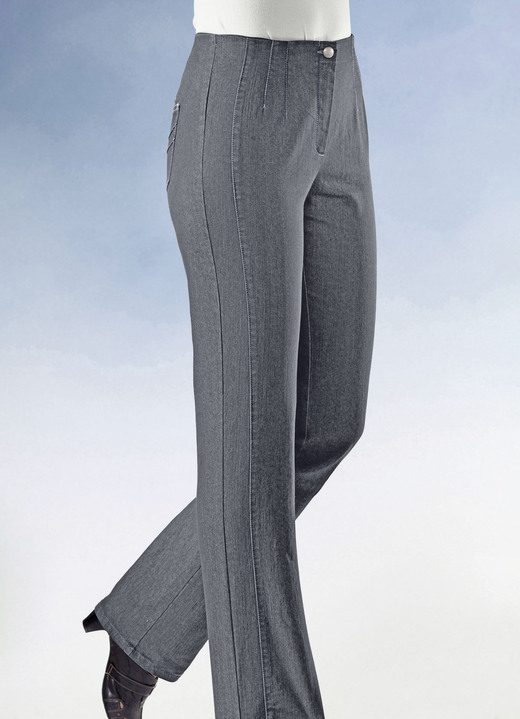 Hosen - Jeans mit figurgünstiger Teilungsnaht , in Größe 019 bis 096, in Farbe MITTELGRAU Ansicht 1