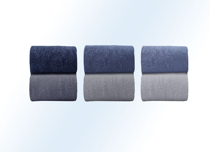 Strümpfe - Sechserpack Kniestrümpfe mit Komfortbund, in Größe 1 (Schuhgr. 35-38) bis 3 (Schuhgr. 43-46), in Farbe 2X JEANSBLAU MELIERT, 2X INDIGOBLAU MELIERT, 2X NACHTBLAU Ansicht 3