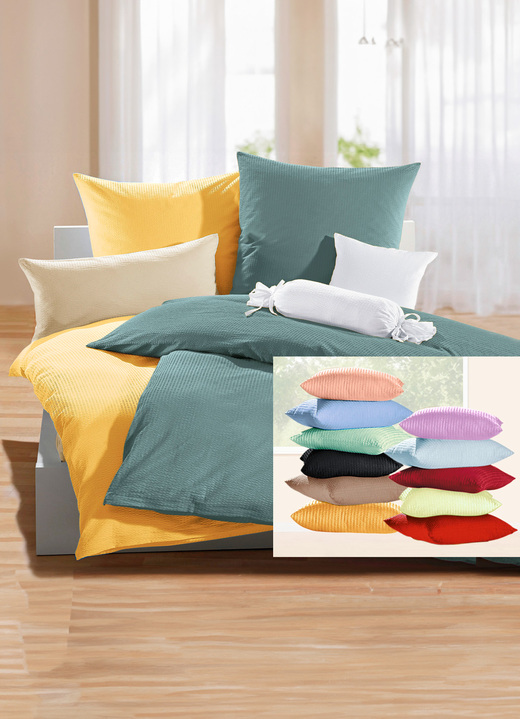 Bettwäschegarnituren - Janine Bettwäsche-Garnitur/ Kissenhüllen, in Größe 111 ( 40/80 cm + 135/200 cm ) bis 200 ( 2x80/80 cm + 200/200 cm ), in Farbe CREME Ansicht 2