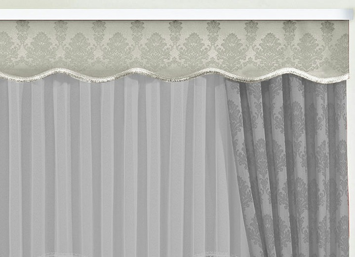 Klassisch - Apart gebogte Schabracke, in Größe 665 (30x165 cm) bis 685 (30x500 cm), in Farbe WEINROT Ansicht 3