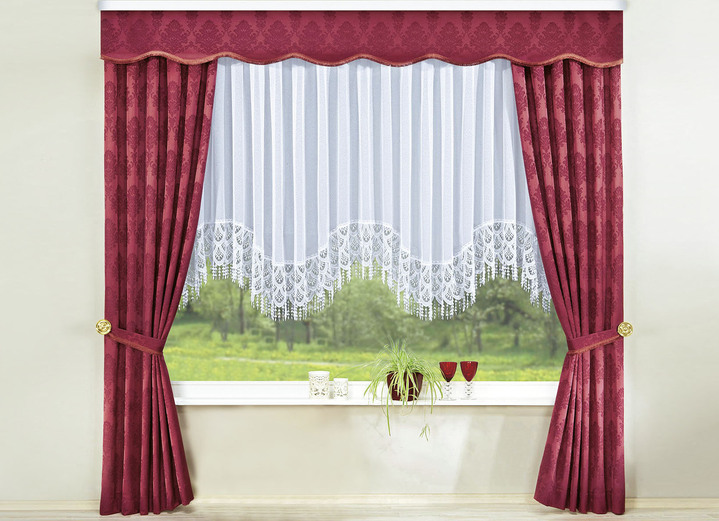 Klassisch - Jacquard-Übergardine mit Universalschienenband, in Größe 501 (H150xB115 cm) bis 899 (2er-Pack Raffhalter, ca. 60 cm lang), in Farbe BEIGE Ansicht 6