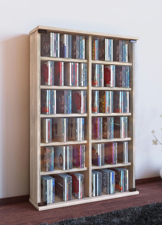 Vitrinen & Highboards - Vitrinen mit ESG-Sicherheitsglas für 300 CDs, in Farbe WEISS Ansicht 3