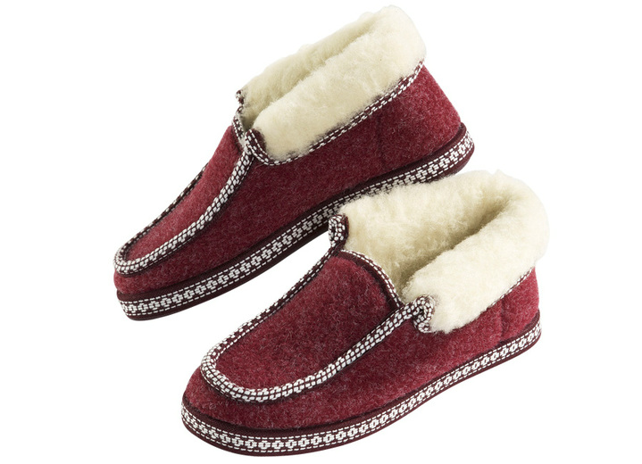 Hausschuhe - Hütten-Hausschuh mit Anti-Rutsch-Gummi-Laufsohle, in Größe 036 bis 042, in Farbe BLAU Ansicht 4