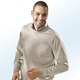 Hemden, Pullover & Shirts - Pullover in 4 Farben mit rundem Halsausschnitt, in Größe 046 bis 062, in Farbe JEANSBLAU MELIERT