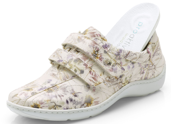 Komfortschuhe - Waldläufer, bequeme Damen-Slipper, Weite H, mit herausnehmbarem Fußbett, in Größe 3 1/2 bis 8, in Farbe WEISS-BUNT Ansicht 4