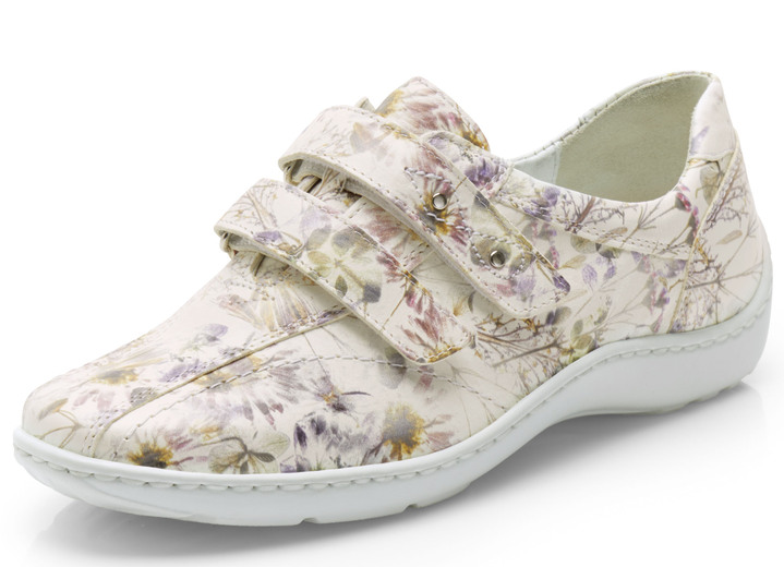 Komfortschuhe - Waldläufer, bequeme Damen-Slipper, Weite H, mit herausnehmbarem Fußbett, in Größe 3 1/2 bis 8, in Farbe WEISS-BUNT Ansicht 6