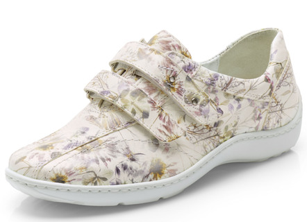 Komfortschuhe - Waldläufer, bequeme Damen-Slipper, Weite H, mit herausnehmbarem Fußbett, in Größe 3 1/2 bis 8, in Farbe SCHWARZ-BUNT – Farbe ECRU-BUNT – Ansicht 